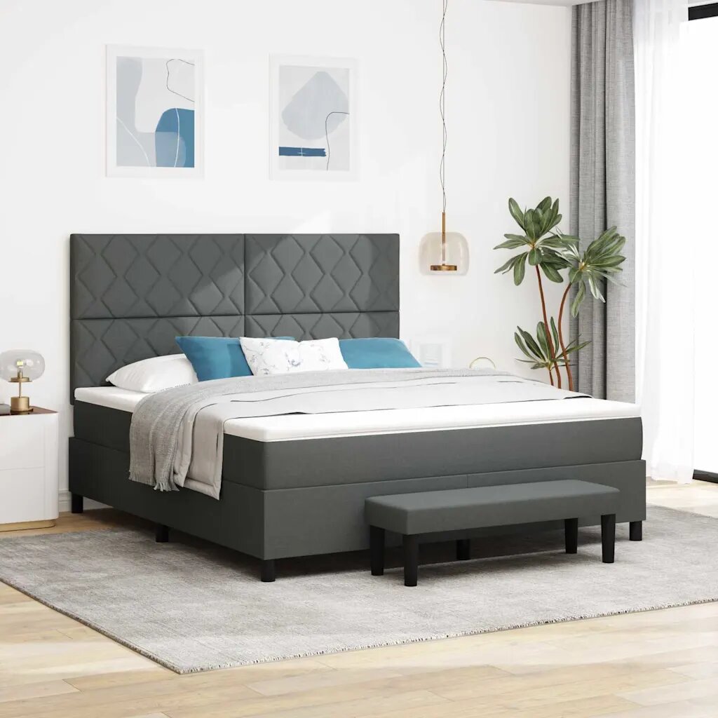 vidaXL Легло с пружинирана основа Тъмен сив 180 x 200 cm текстил