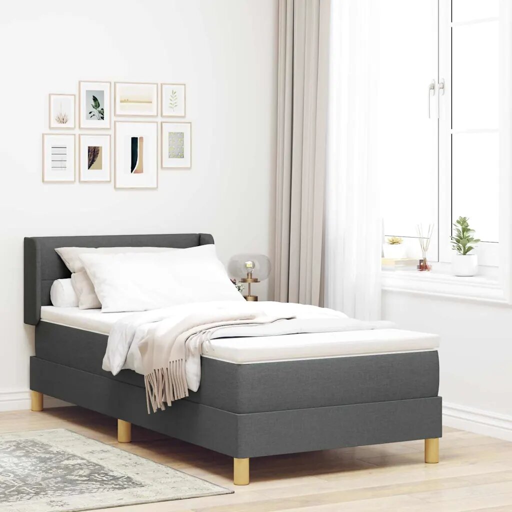 vidaXL Легло с пружинирана основа Тъмен сив 200 x 100 cm текстил