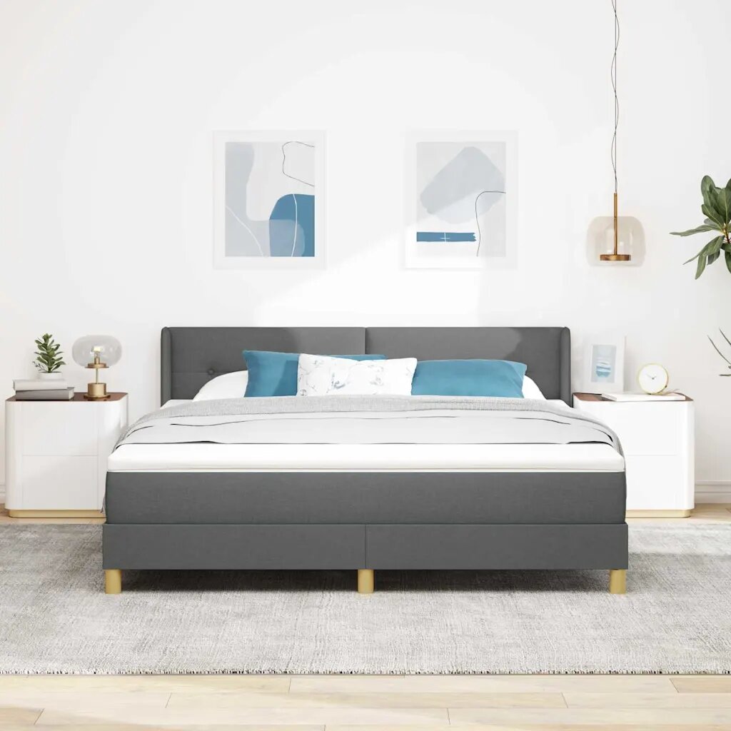 vidaXL Легло с пружинирана основа Тъмен сив 200 x 180 cm текстил