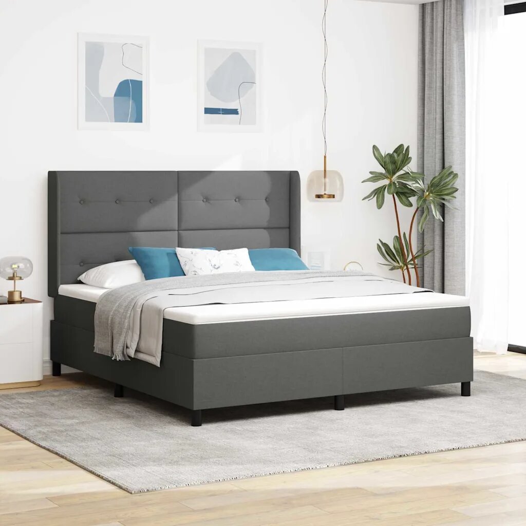 vidaXL Легло с пружинирана основа Тъмен сив 200 x 180 cm текстил