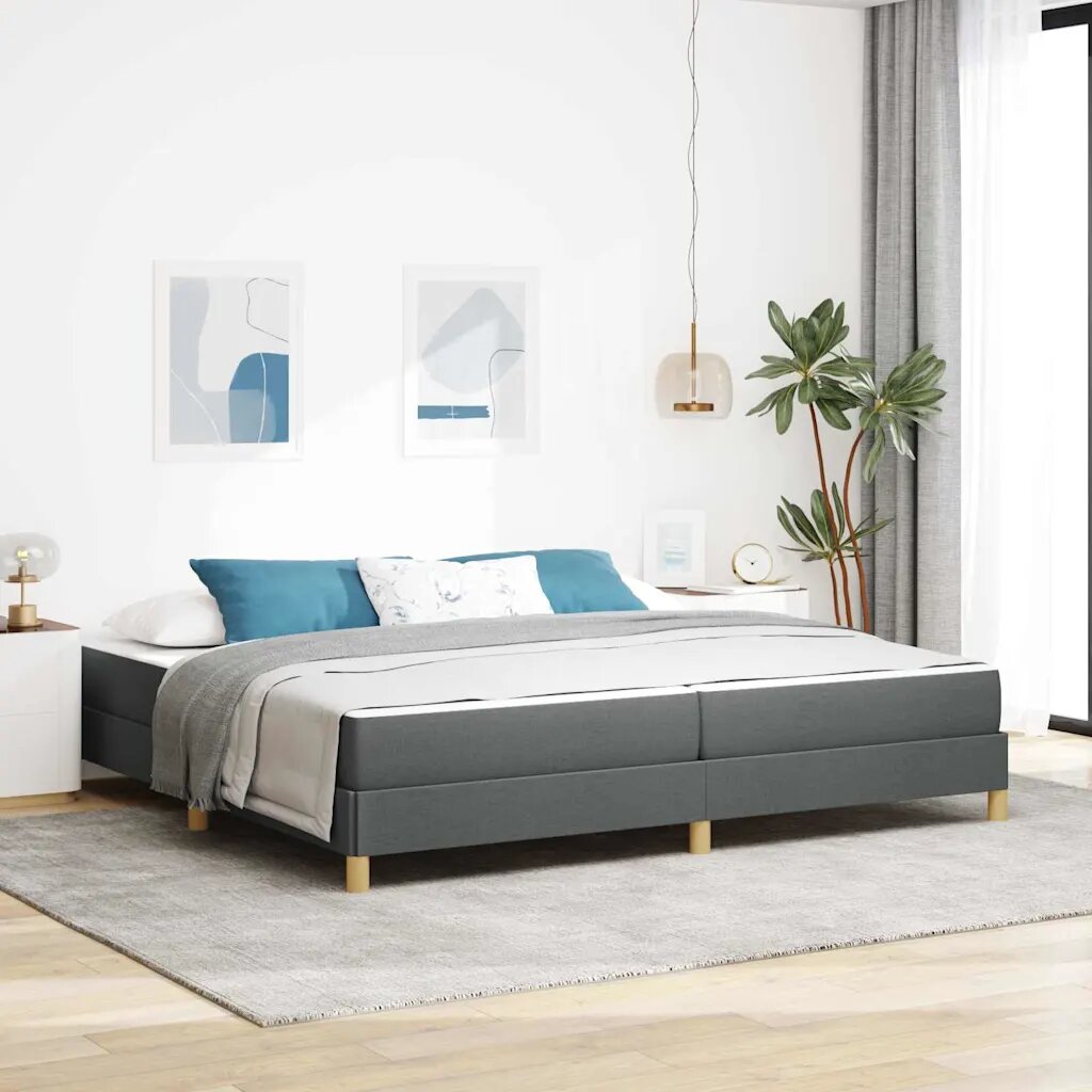 vidaXL Легло с пружинирана основа Тъмен сив 200 x 200 cm текстил