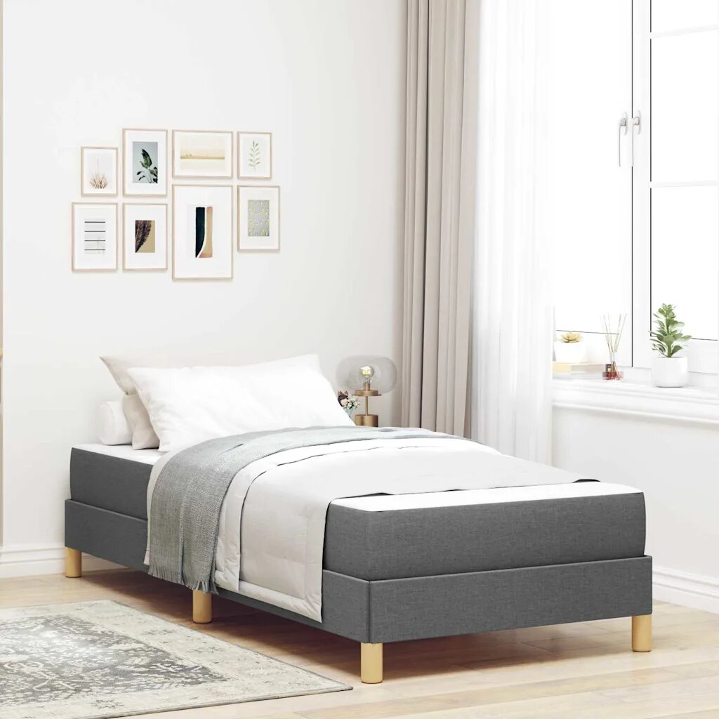 vidaXL Легло с пружинирана основа Тъмен сив 90 x 200 cm текстил