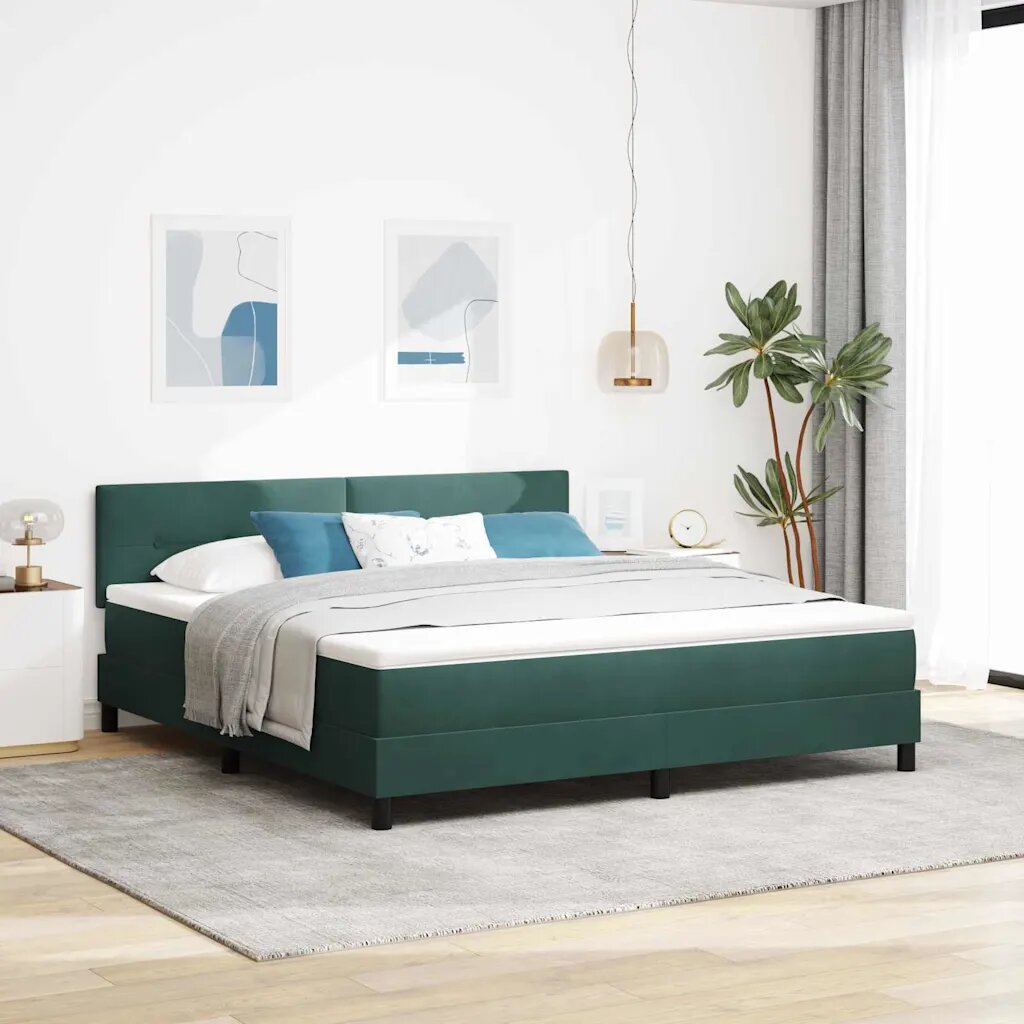 vidaXL Легло с пружинирана основа Тъмен зелен 180 x 200 cm Кадифе