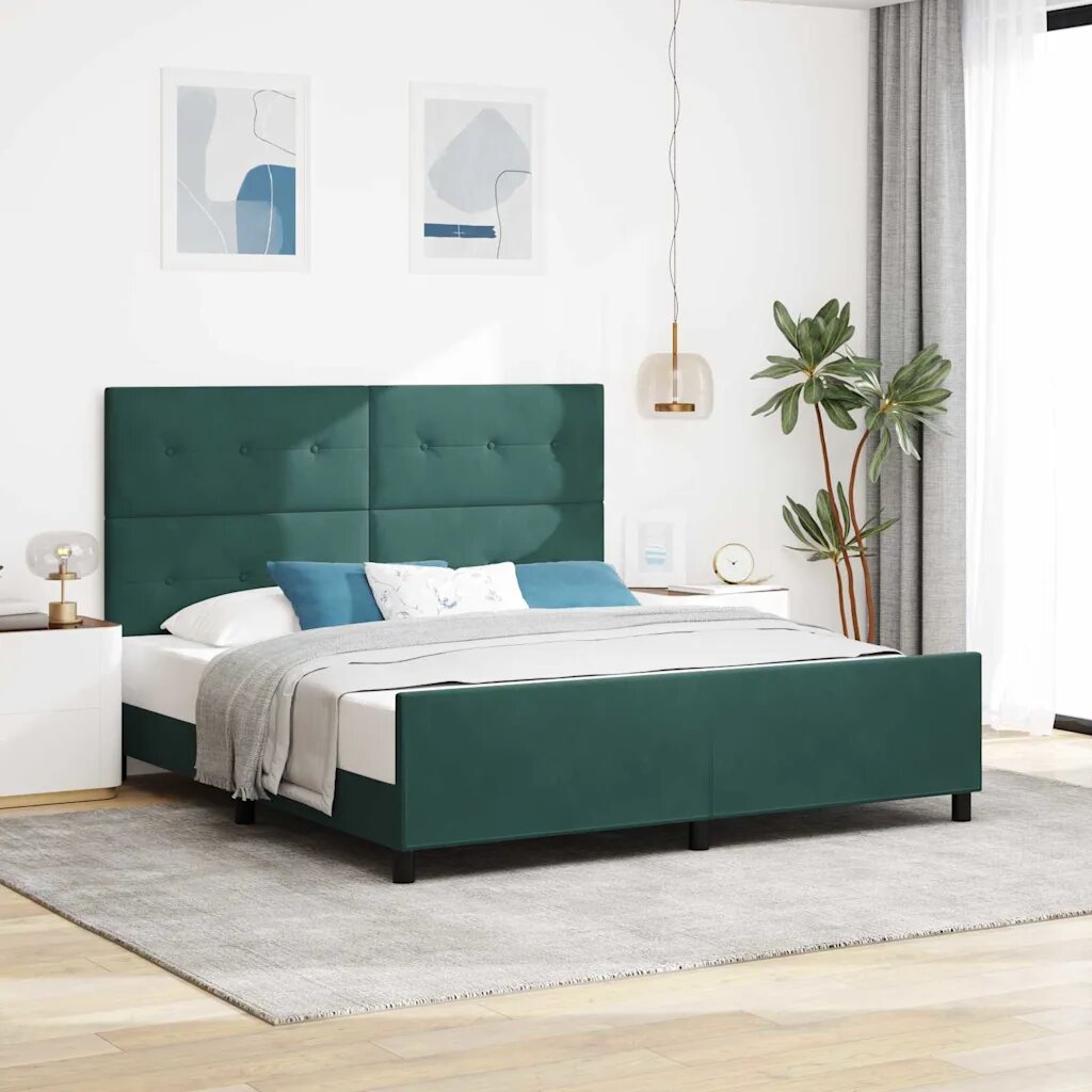 vidaXL Легло с пружинирана основа Тъмен зелен 180 x 200 cm Кадифе