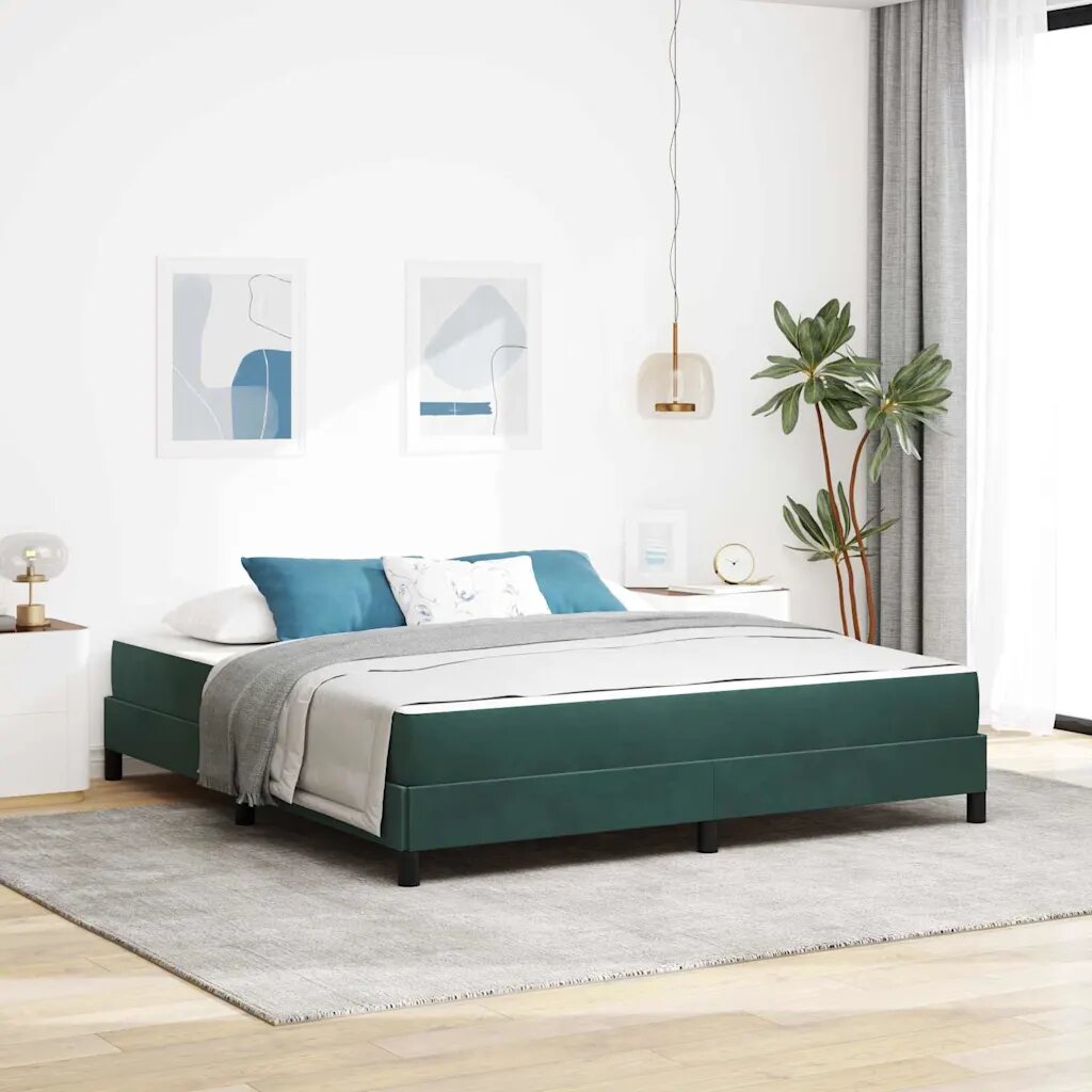 vidaXL Легло с пружинирана основа Тъмен зелен 180 x 200 cm текстил