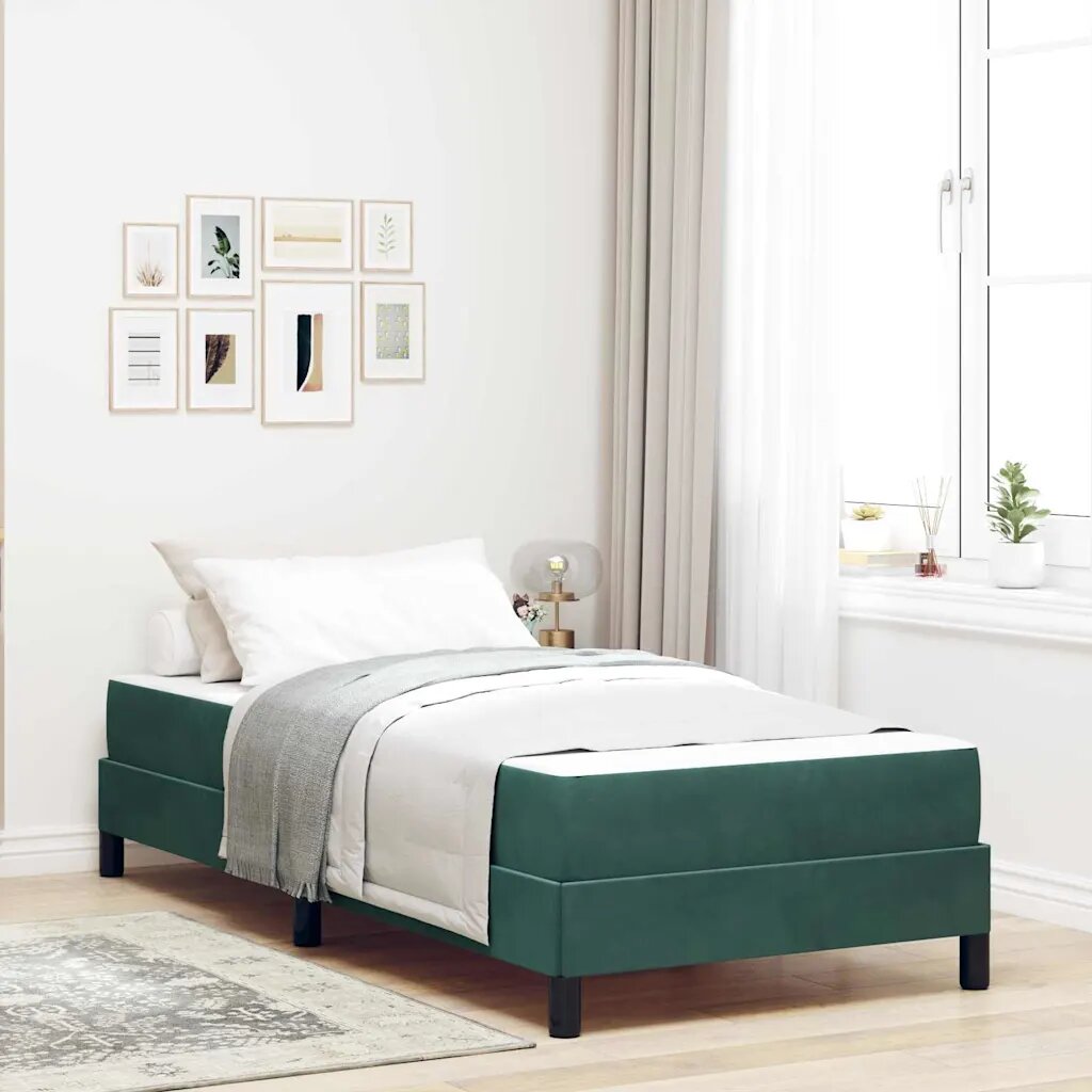 vidaXL Легло с пружинирана основа Тъмен зелен 80 x 220 cm текстил