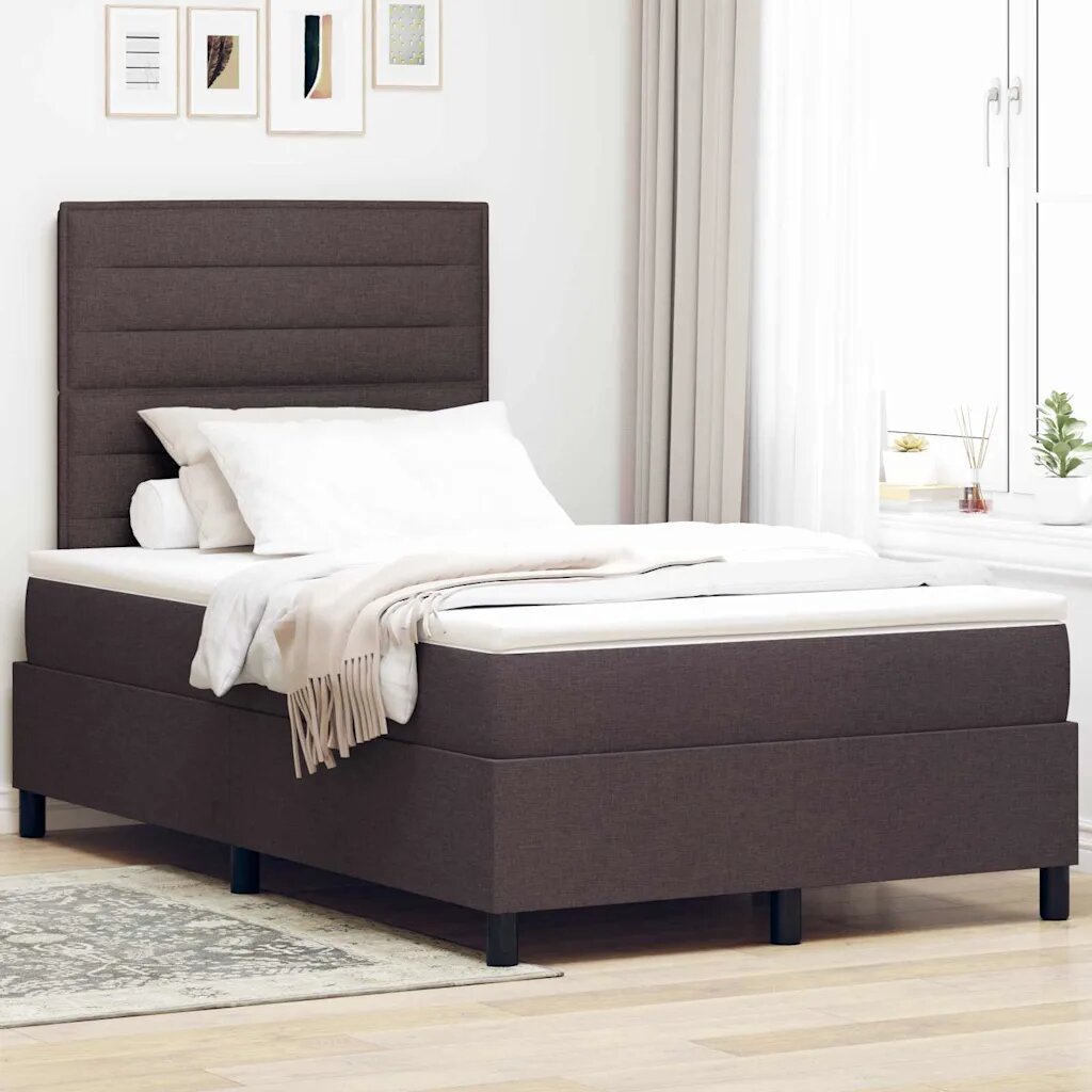 vidaXL Легло с пружинирана основа Тъмнокафяв 120 x 190 cm текстил