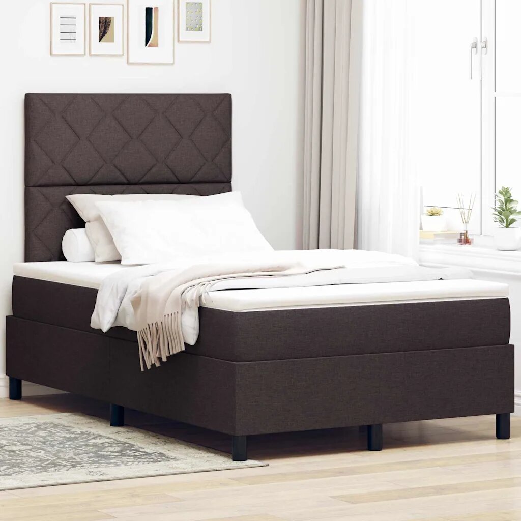 vidaXL Легло с пружинирана основа Тъмнокафяв 120 x 190 cm текстил