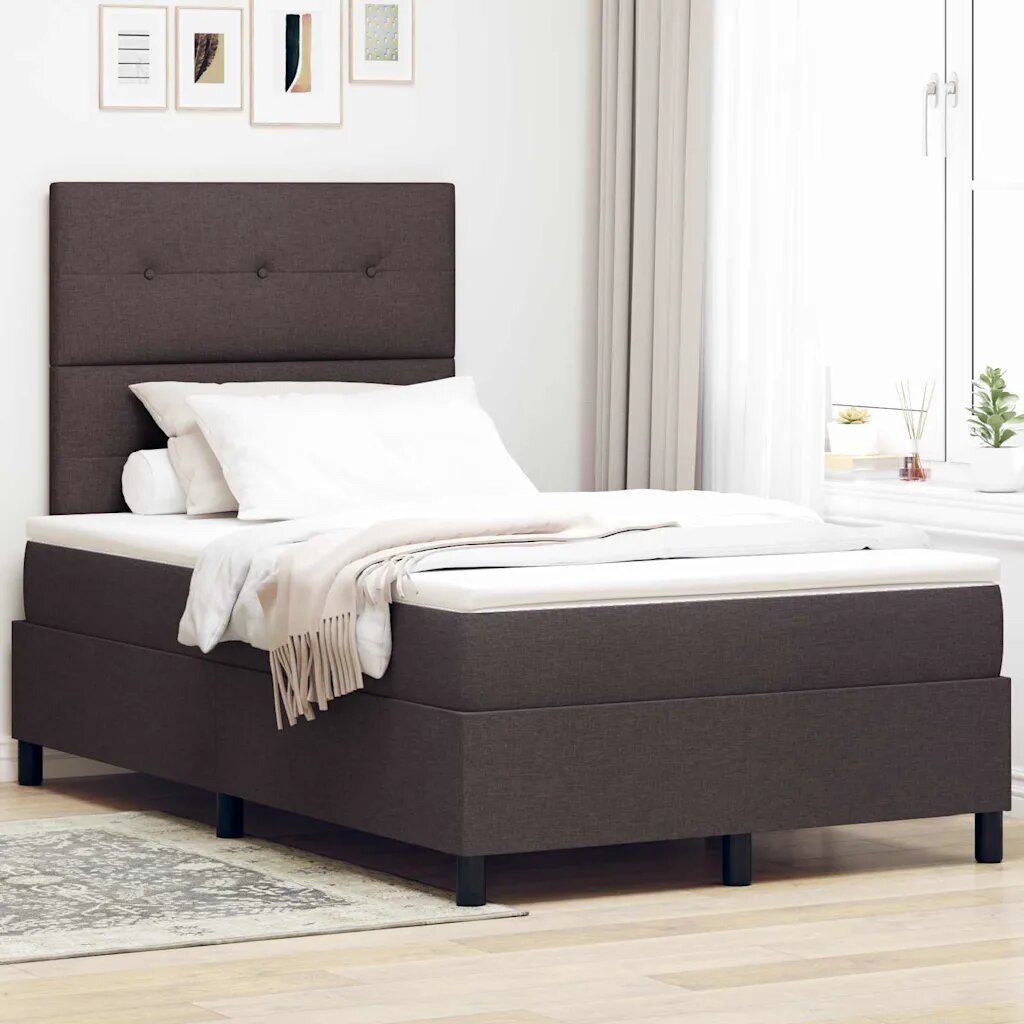 vidaXL Легло с пружинирана основа Тъмнокафяв 120 x 190 cm текстил