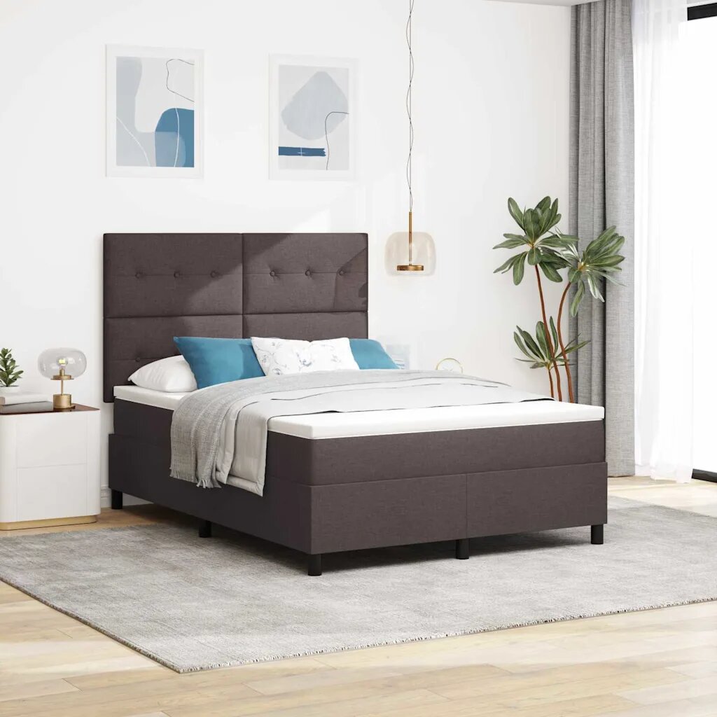 vidaXL Легло с пружинирана основа Тъмнокафяв 140 x 200 cm текстил