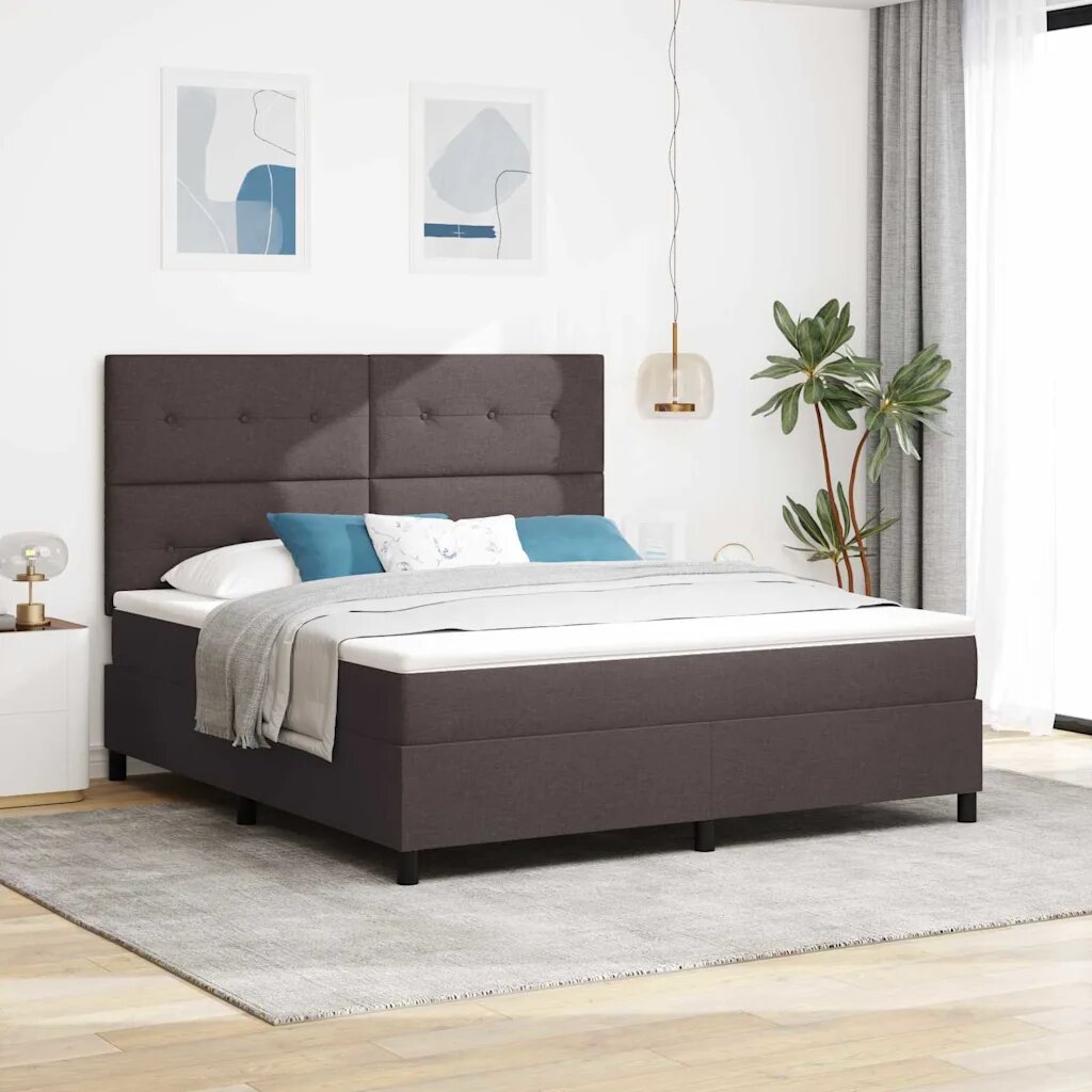 vidaXL Легло с пружинирана основа Тъмнокафяв 180 x 200 cm текстил