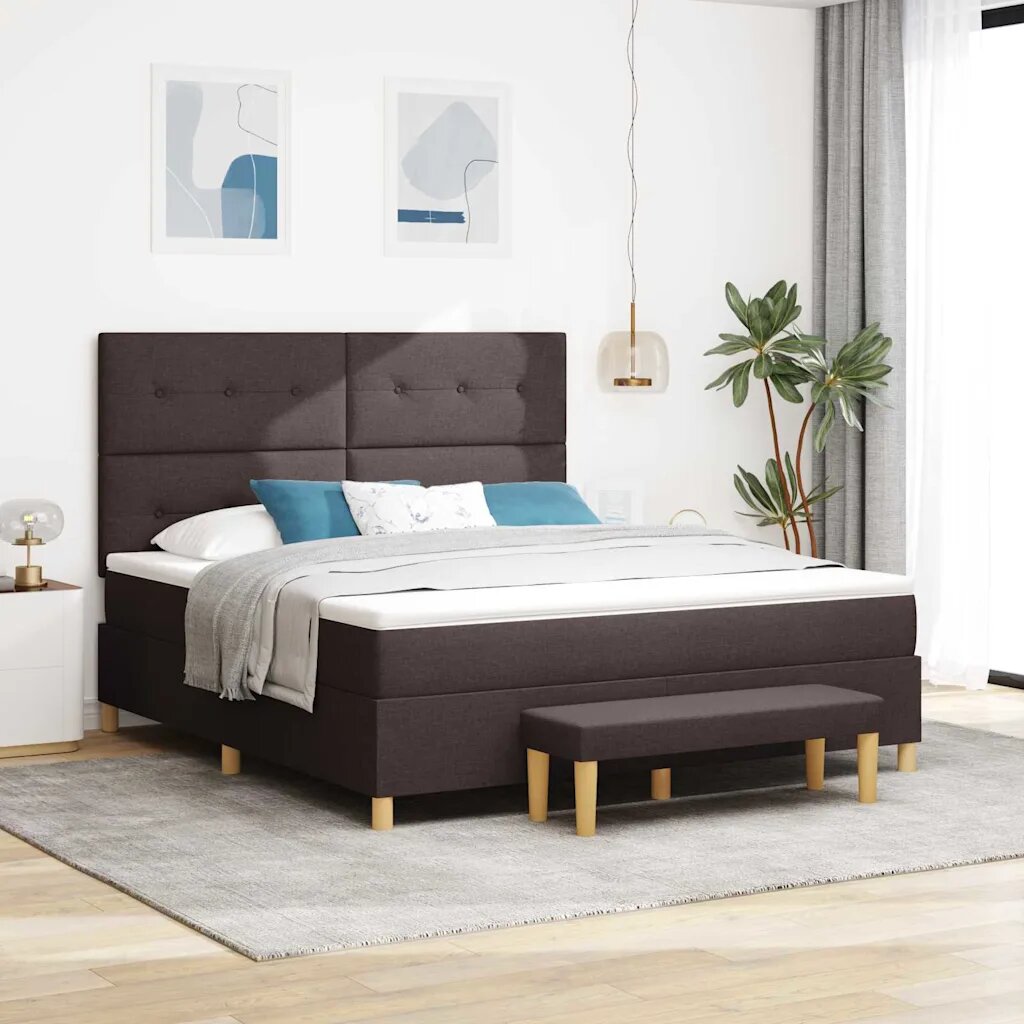vidaXL Легло с пружинирана основа Тъмнокафяв 200 x 180 cm текстил