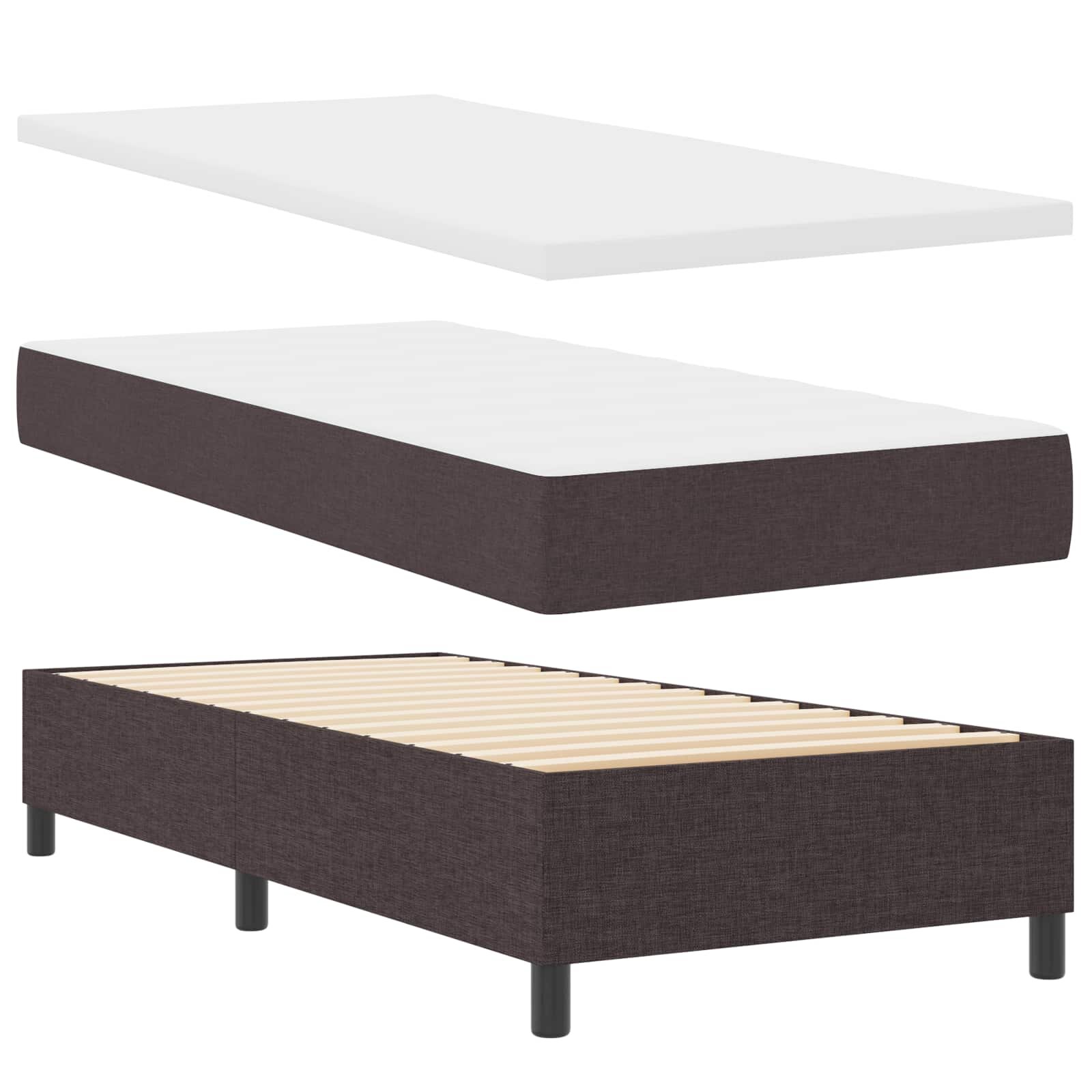 vidaXL Легло с пружинирана основа Тъмнокафяв 90 x 190 cm текстил