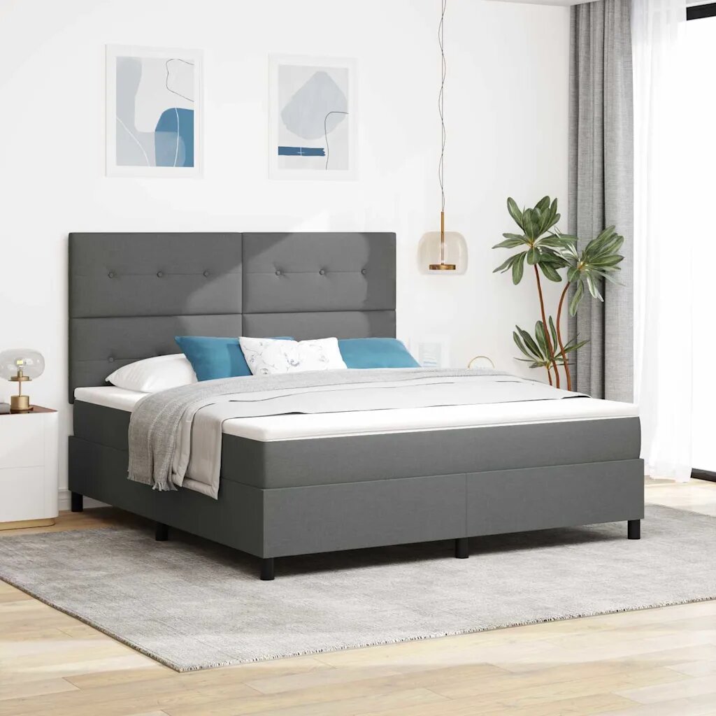 vidaXL Легло с пружинирана основа Тъмносив 180 x 200 cm текстил