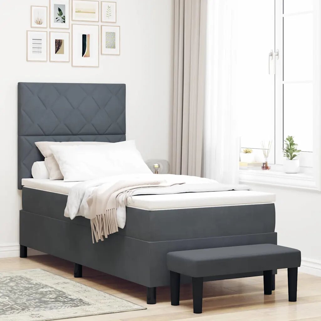 vidaXL Легло с пружинирана основа Тъмносив 200 x 100 cm Кадифе
