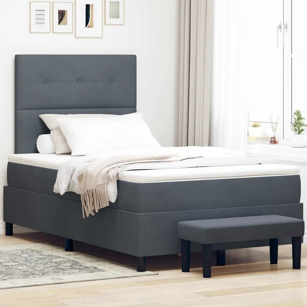 vidaXL Легло с пружинирана основа Тъмносив 200 x 120 см Кадифе