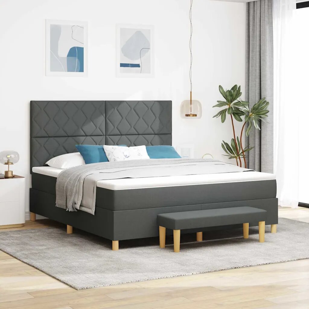 vidaXL Легло с пружинирана основа Тъмносив 200 x 180 cm текстил