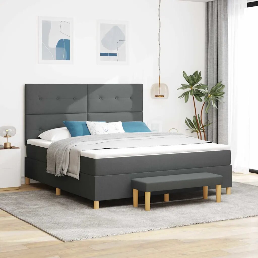 vidaXL Легло с пружинирана основа Тъмносив 200 x 180 cm текстил