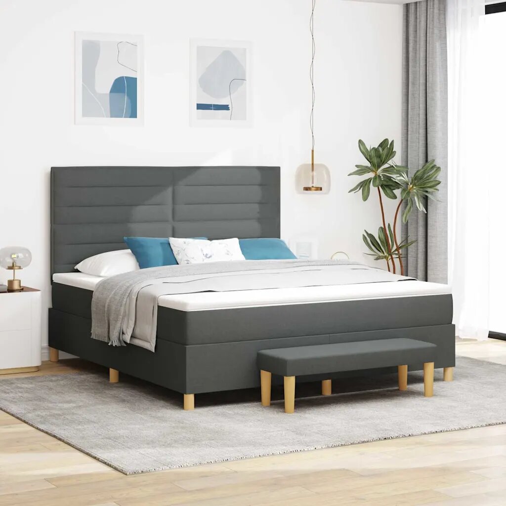 vidaXL Легло с пружинирана основа Тъмносив 200 x 180 cm текстил