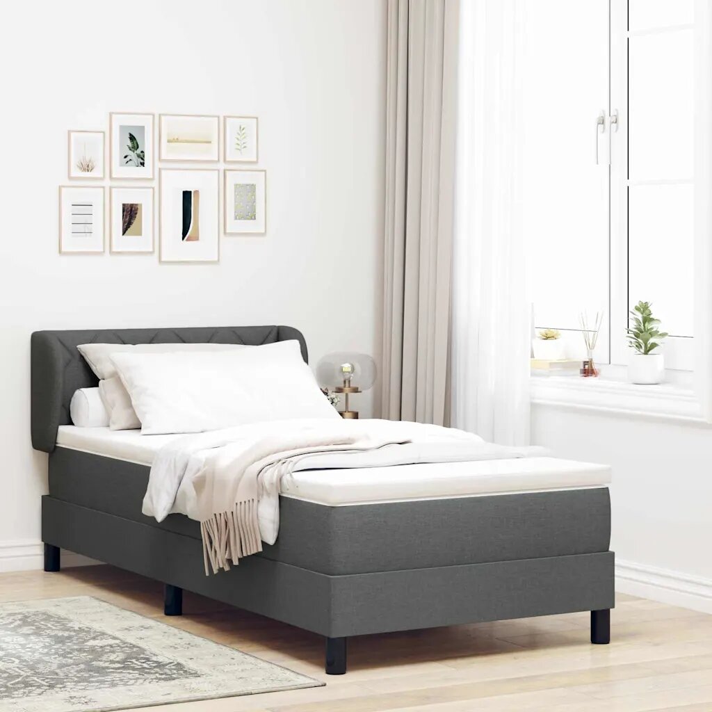 vidaXL Легло с пружинирана основа Тъмносив 90 x 190 cm текстил