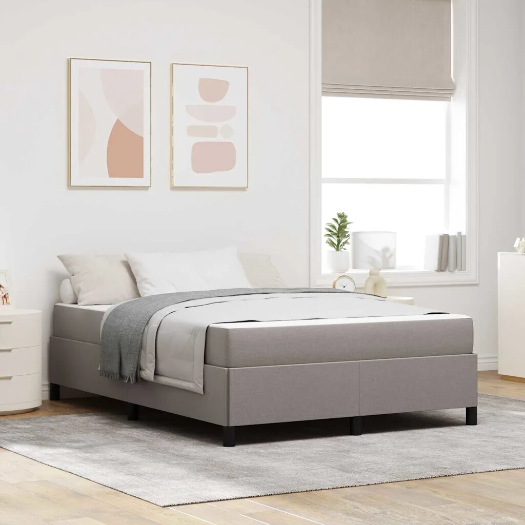 vidaXL Легло с пружинирана основа Таупе 140 x 190 cm текстил