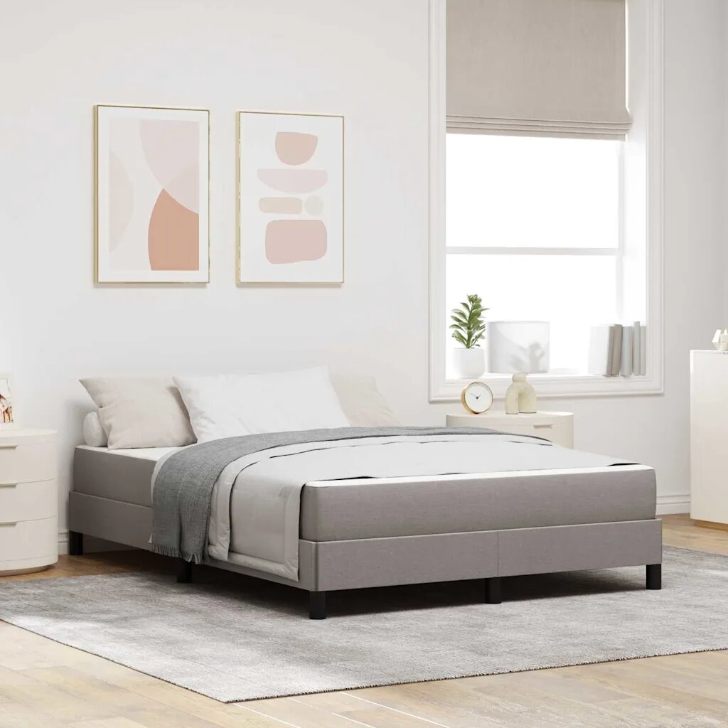 vidaXL Легло с пружинирана основа Таупе 140 x 200 cm текстил