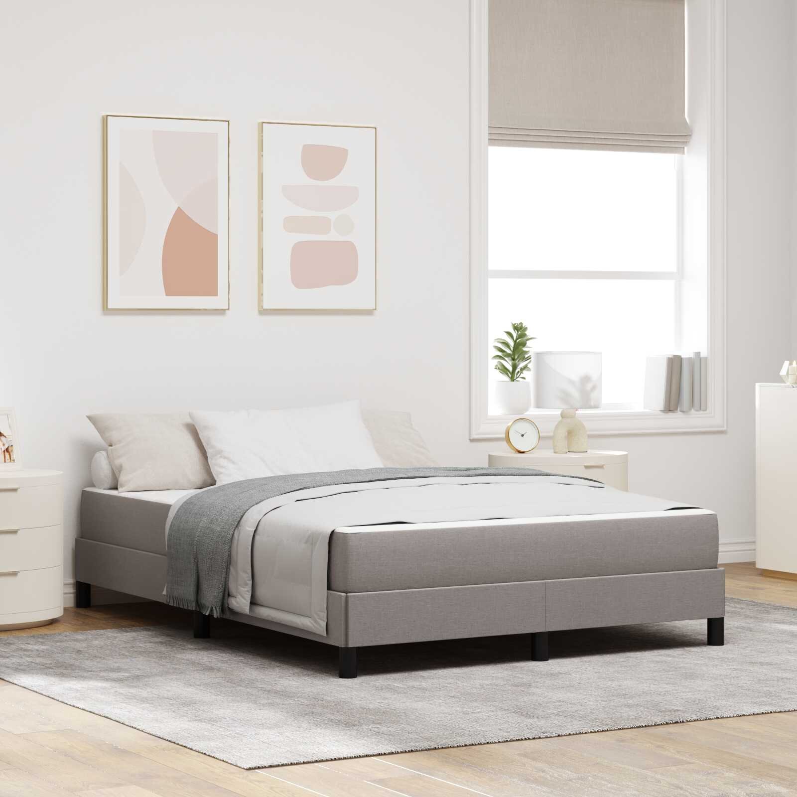 vidaXL Легло с пружинирана основа Таупе 160 x 200 cm текстил