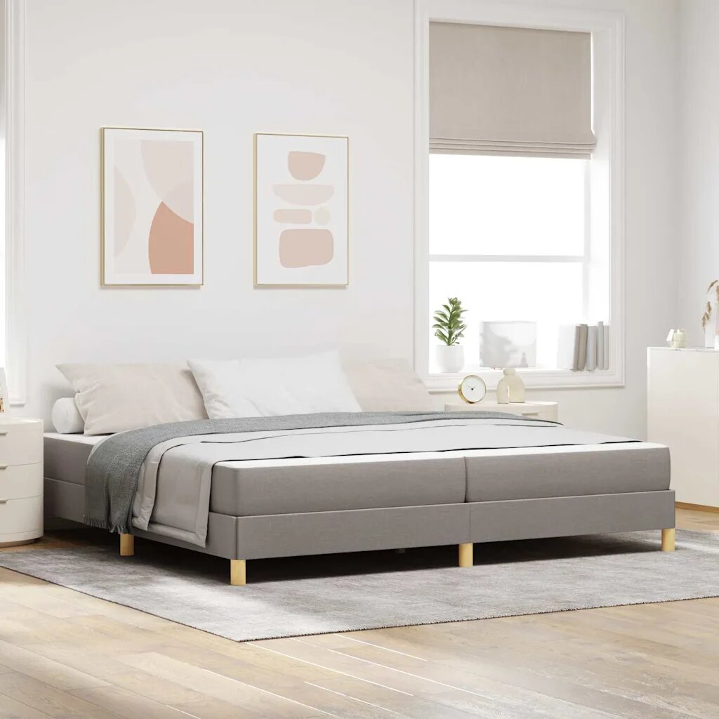 vidaXL Легло с пружинирана основа Таупе 200 x 200 cm текстил