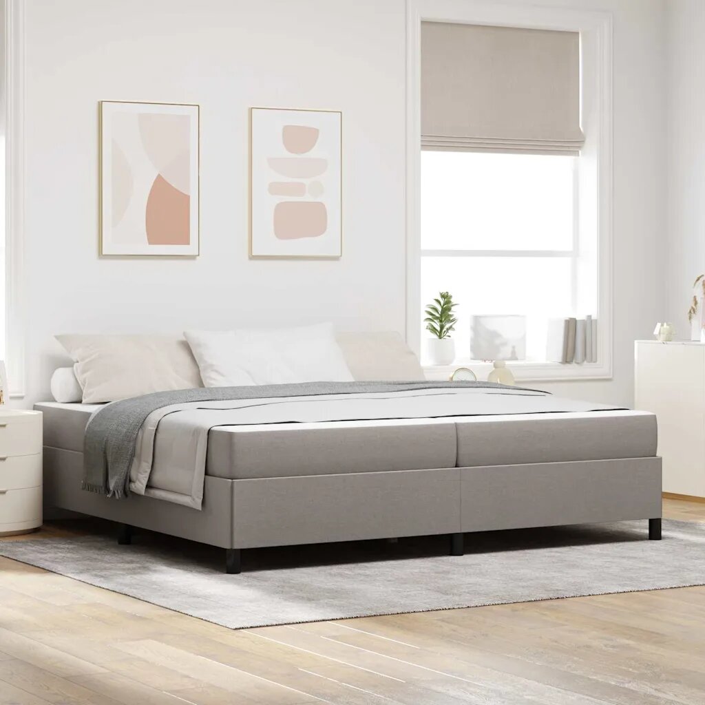 vidaXL Легло с пружинирана основа Таупе 200 x 200 cm текстил