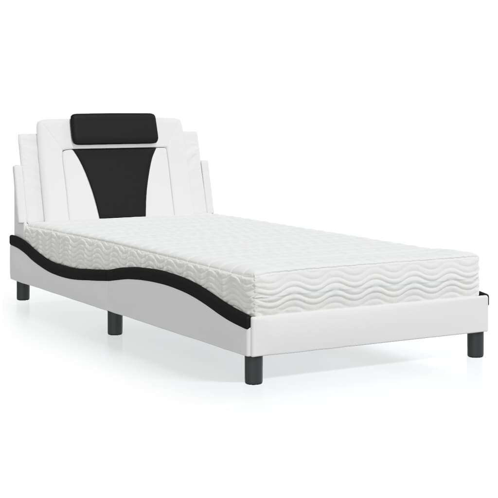 vidaXL Легло Viana без матрак бяло-черно 100x200 см изкуствена кожа