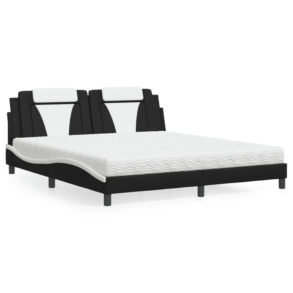 vidaXL Легло Viana без матрак бяло и черно 180x200 см изкуствена кожа