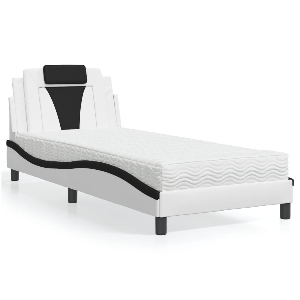 vidaXL Легло Viana без матрак бяло и черно 90x190 см изкуствена кожа