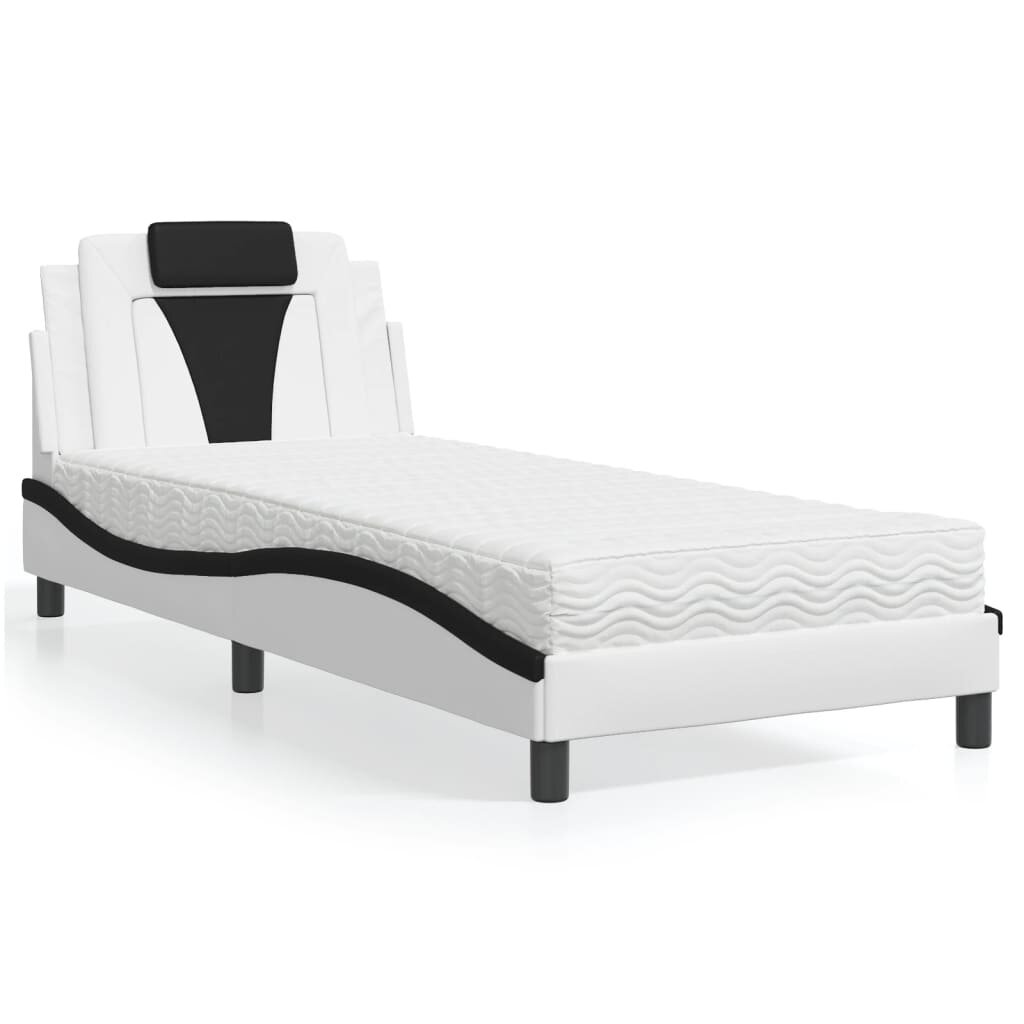 vidaXL Легло Viana без матрак бяло и черно 90x200 см изкуствена кожа