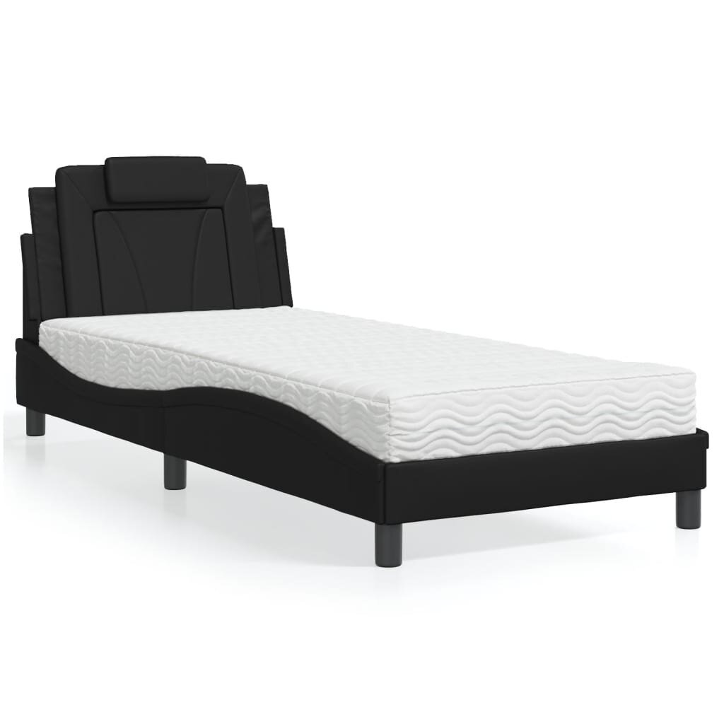 vidaXL Легло Viana без матрак черно 80x200 см изкуствена кожа