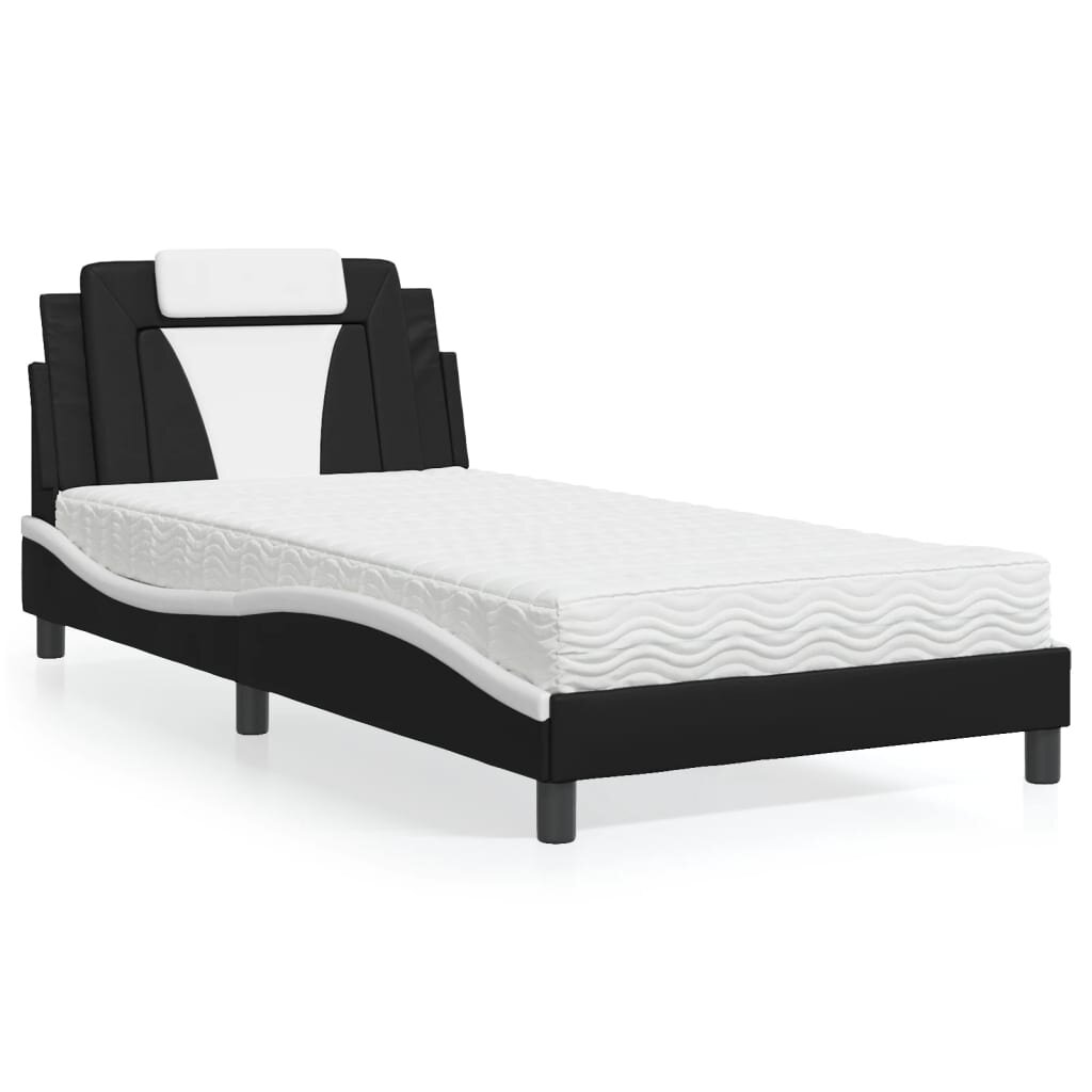 vidaXL Легло Viana без матрак черно и бяло 100x200 см изкуствена кожа