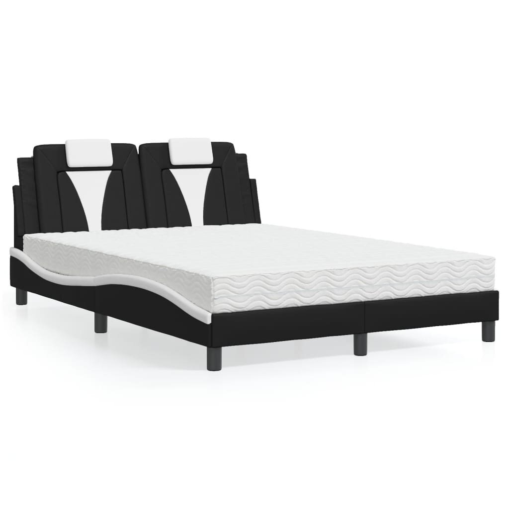vidaXL Легло Viana без матрак черно и бяло 120x200 см изкуствена кожа