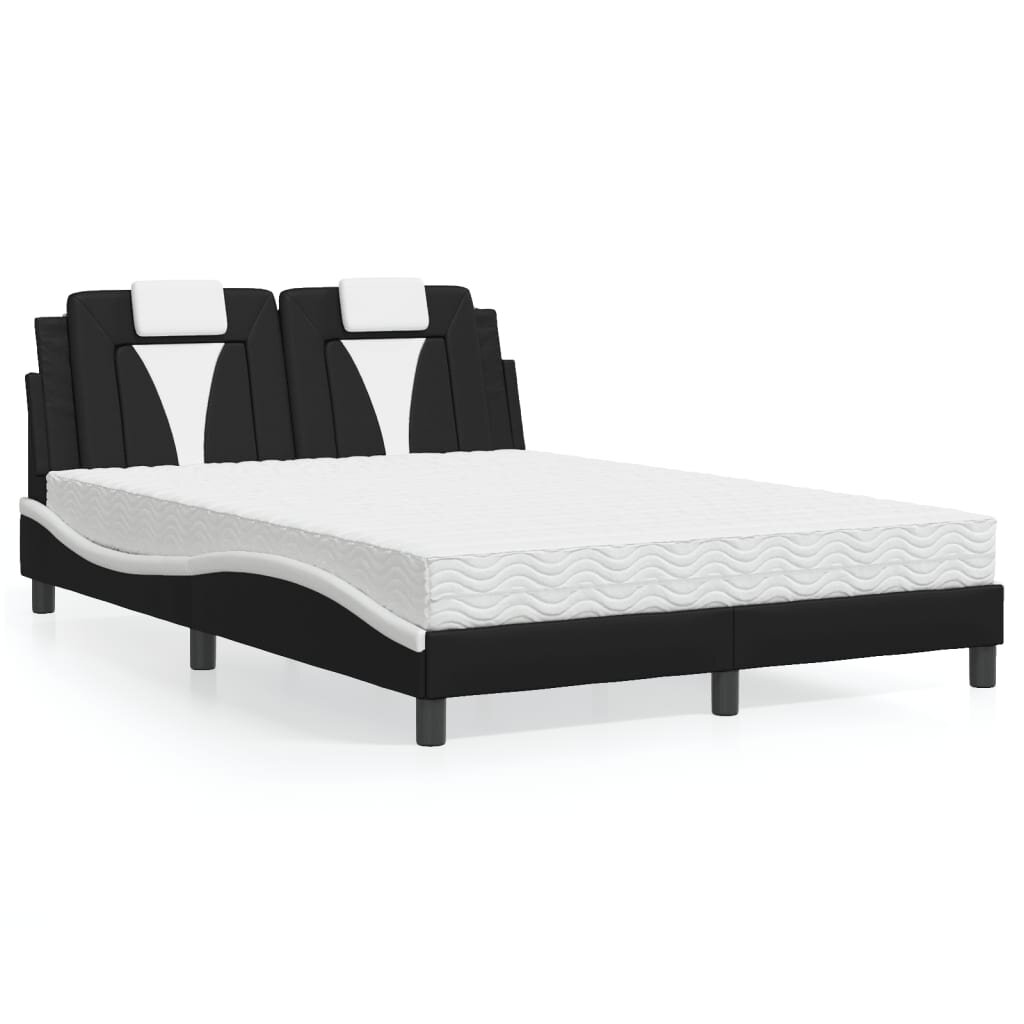 vidaXL Легло Viana без матрак черно и бяло 140x190 см изкуствена кожа