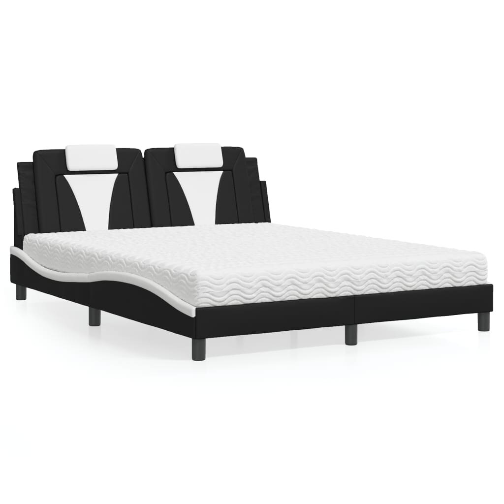 vidaXL Легло Viana без матрак черно и бяло 160x200 см изкуствена кожа