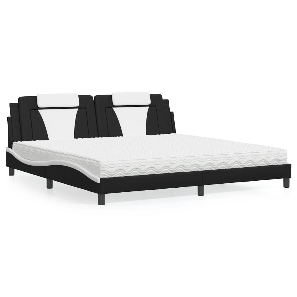 vidaXL Легло Viana без матрак черно и бяло 200x200 см изкуствена кожа