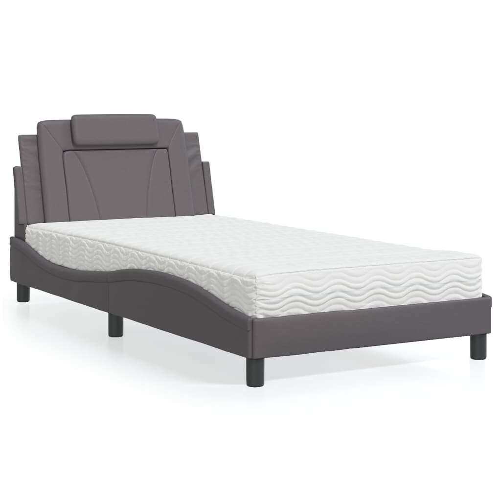 vidaXL Легло Viana без матрак сиво 100x200 см изкуствена кожа