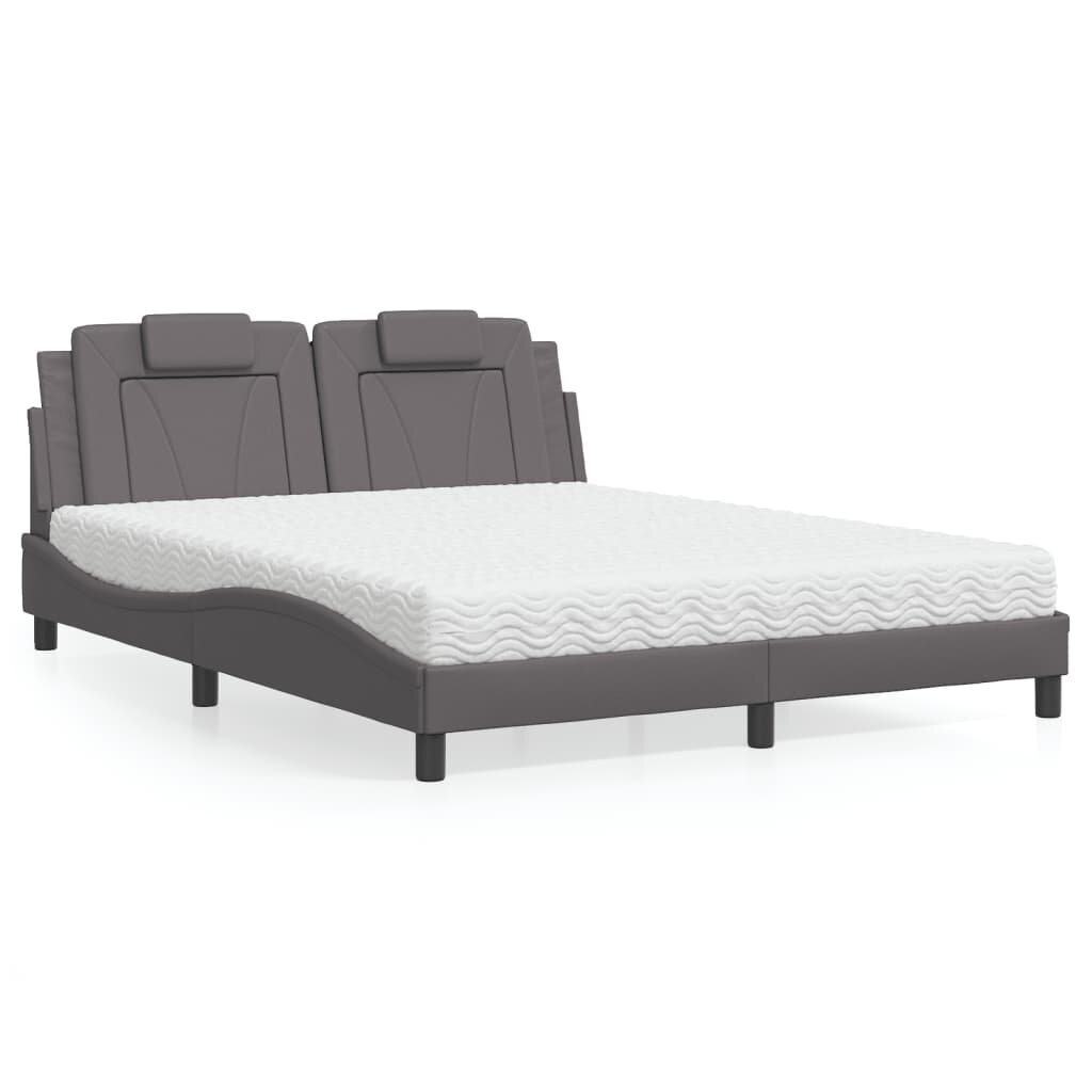 vidaXL Легло Viana без матрак сиво 160x200 см изкуствена кожа