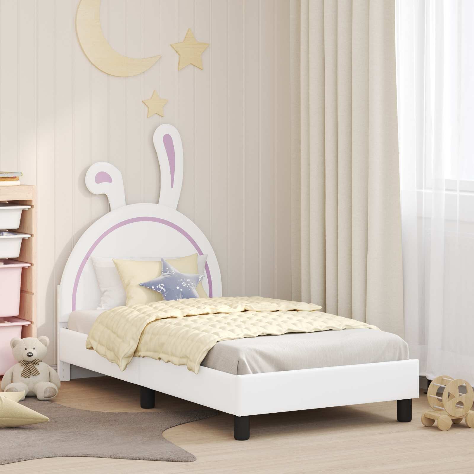 vidaXL Легло за деца с табла Бяло 80 x 160 cm PU