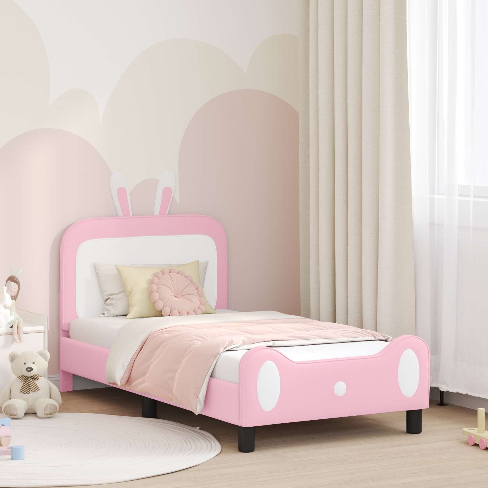 vidaXL Легло за деца с табла Розово 80 x 160 cm PU
