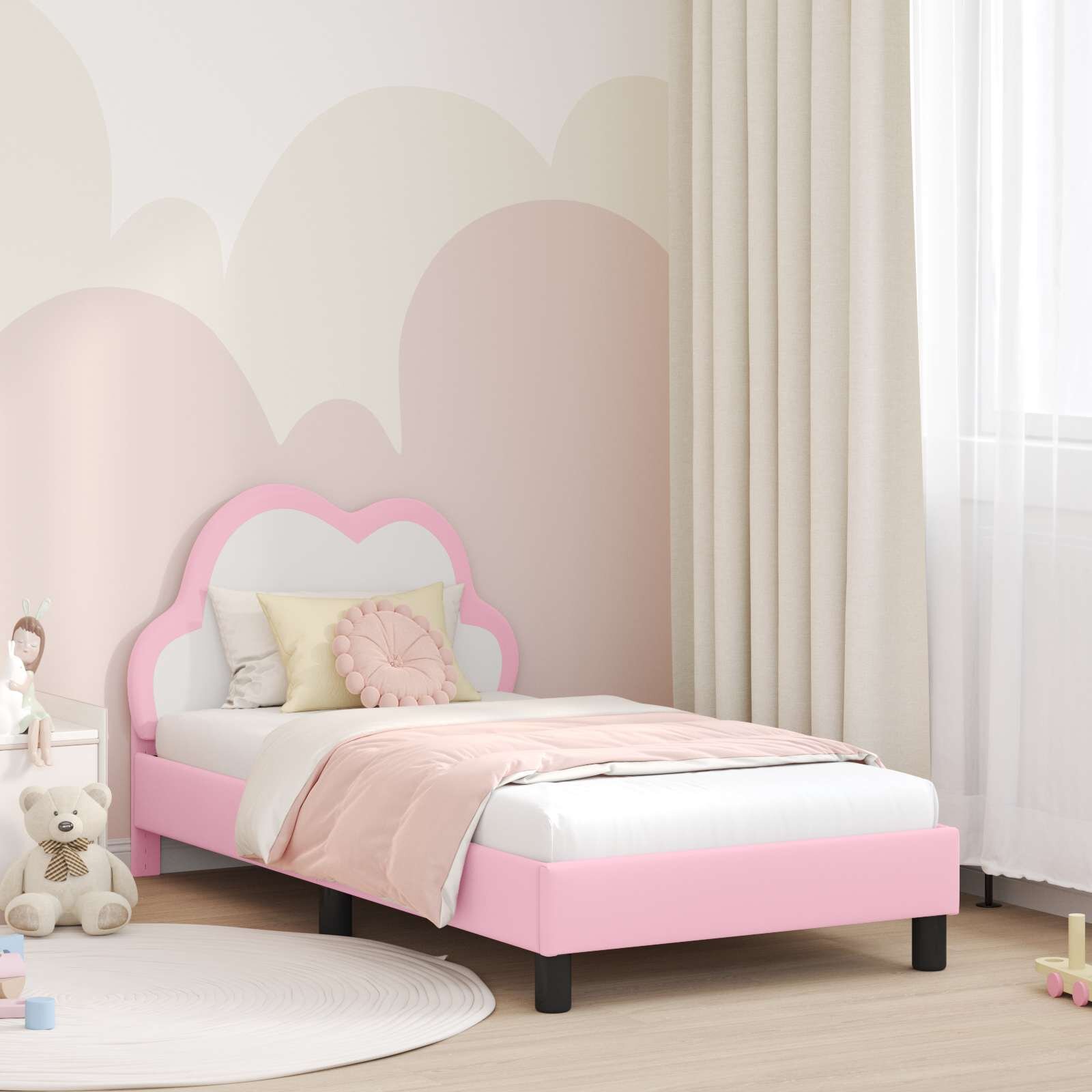 vidaXL Легло за деца с табла Розово 80 x 160 cm PU