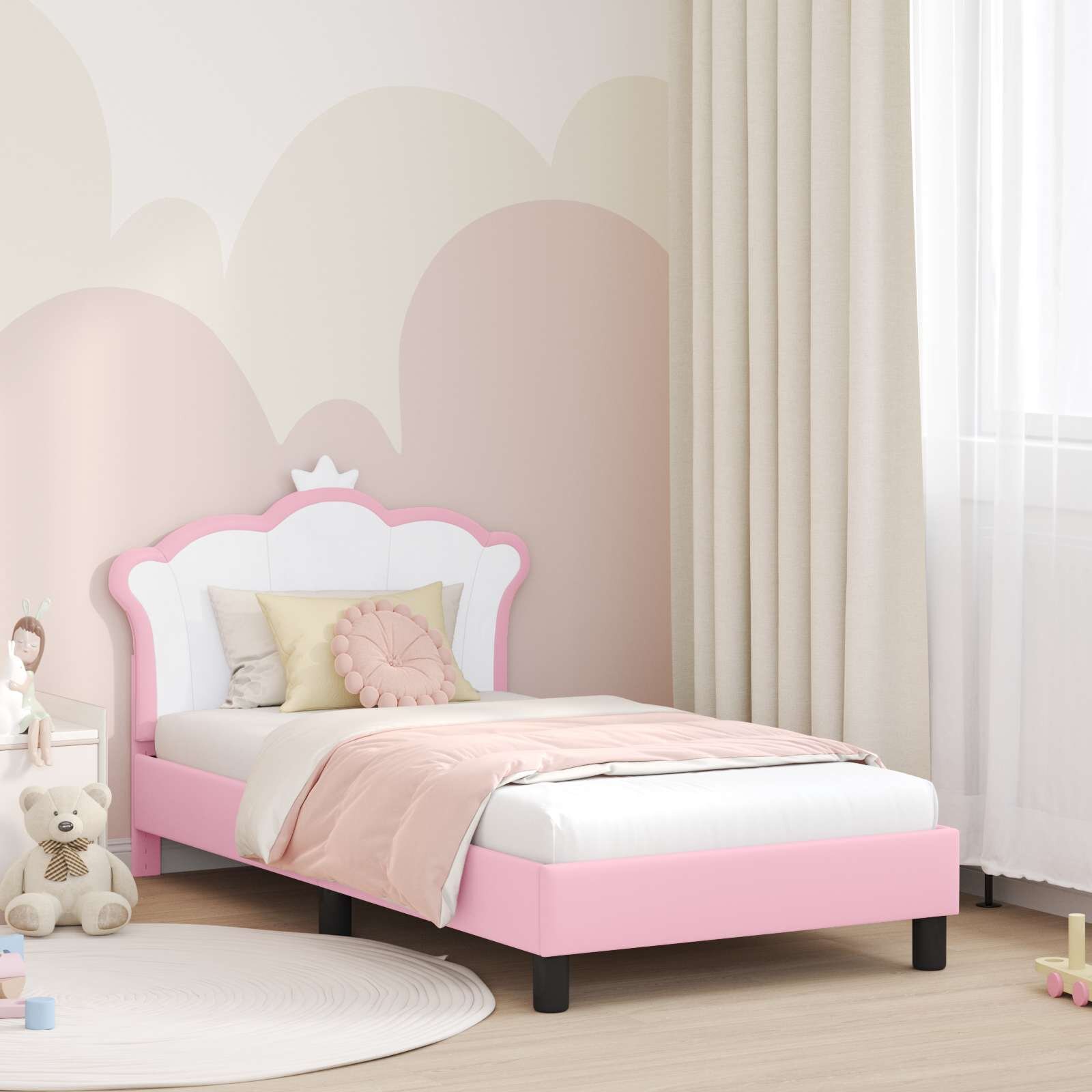 vidaXL Легло за деца с табла Розово 80 x 160 cm PU