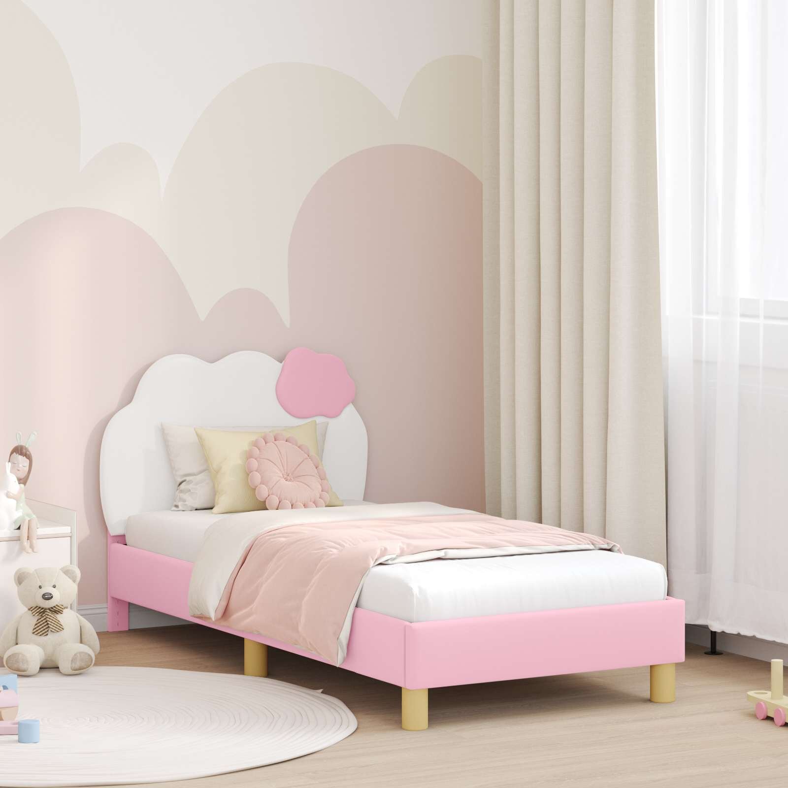 vidaXL Легло за деца с табла Розово 80 x 160 cm PU