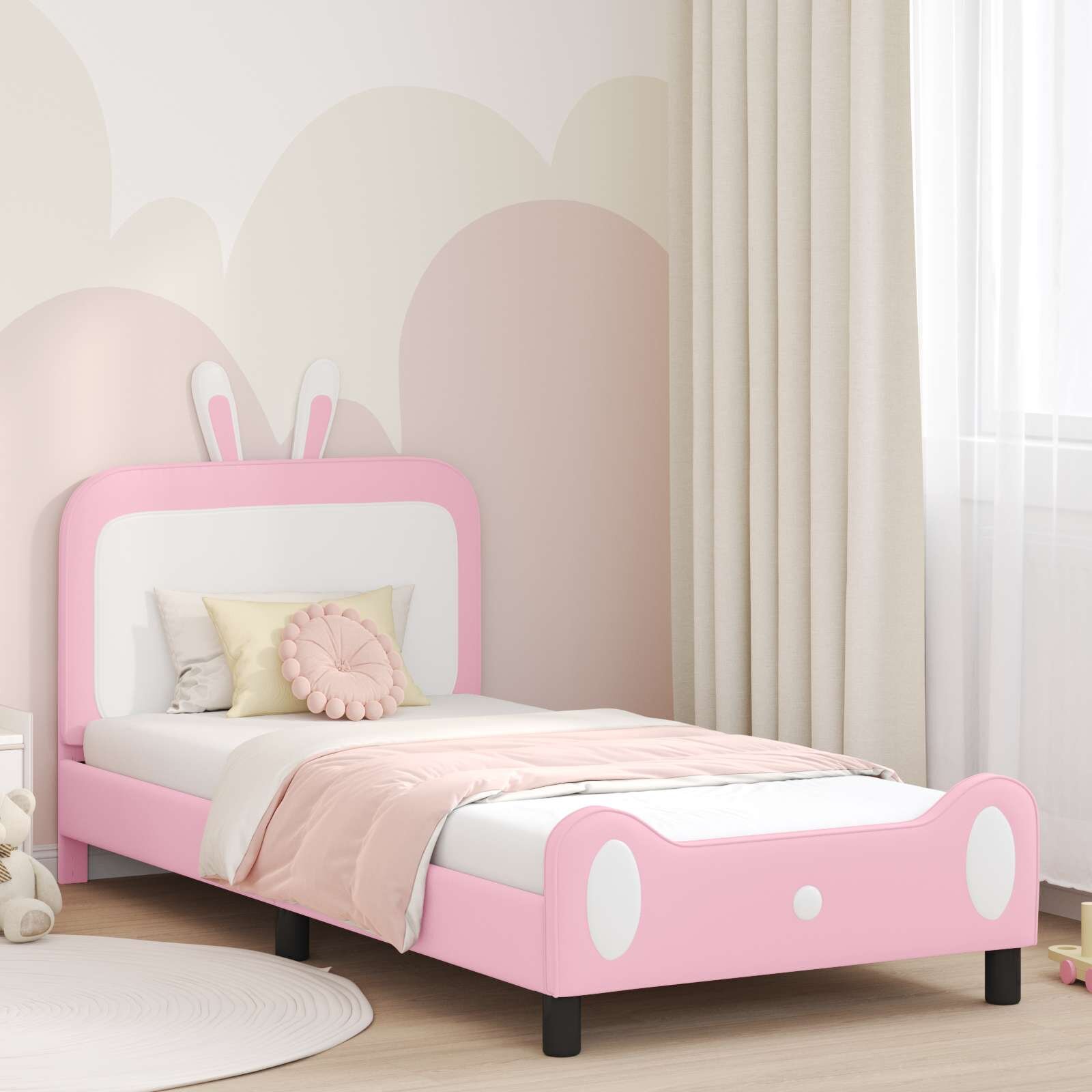 vidaXL Легло за деца с табла Розово 80 x 200 cm PU