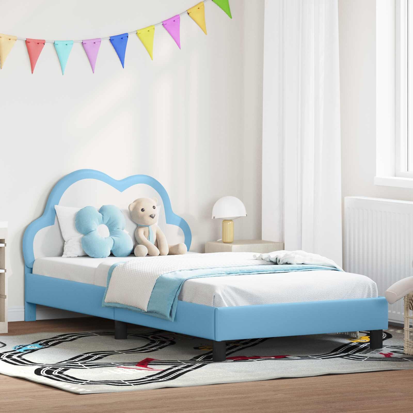 vidaXL Легло за деца с табла Синьо 80 x 200 cm PU