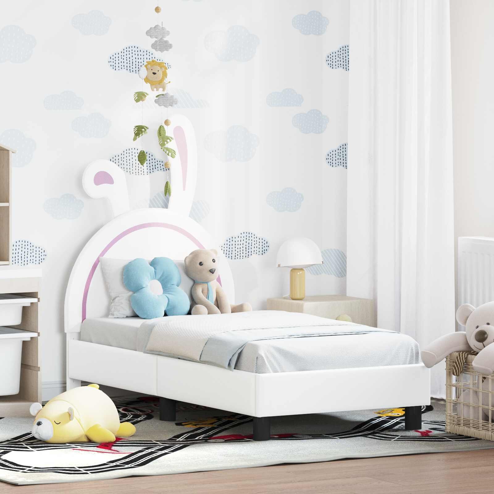 vidaXL Легло за малко с главна дъска Бяло 70 x 140 cm PU