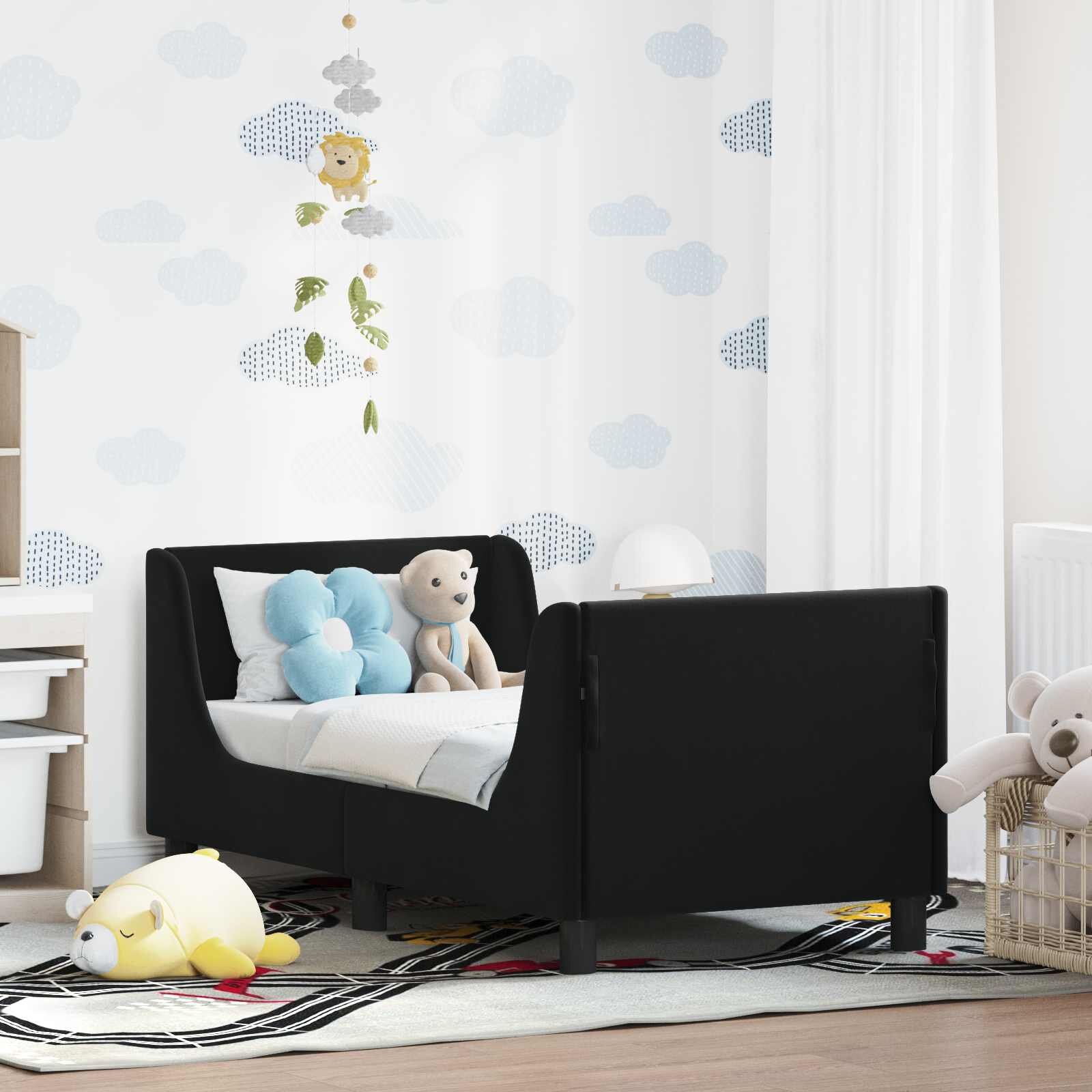vidaXL Легло за малко с главна дъска Черно 70 x 140 cm Кадифе